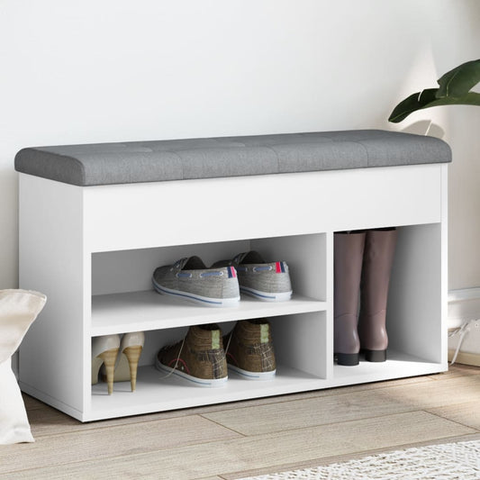 Skoskap Skohylle Skobenk Hvit 82x32x45,5 cm