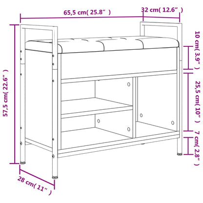 Skoskap Skohylle Skobenk Svart 65,5x32x57,5 cm