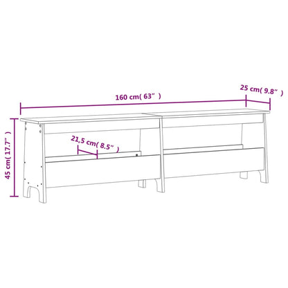 Sittebenk Gangbenk Hvit 160x28x45 cm heltre furu