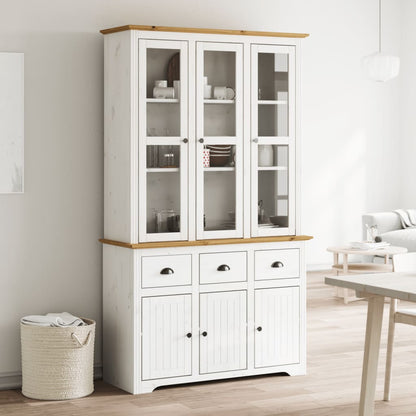 Skjenk Hvit BODO Brun 115,5x43x200,5 cm cm heltre furu