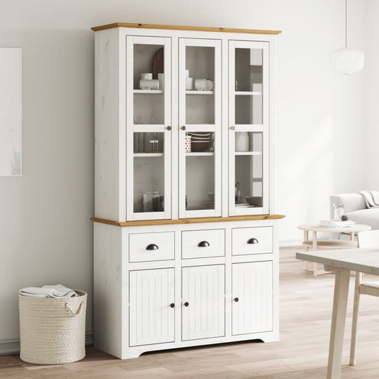 Skjenk Hvit BODO Brun 115,5x43x200,5 cm cm heltre furu