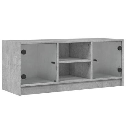 TV-Møbel Betonggrå med glassdører 102x37x42 cm