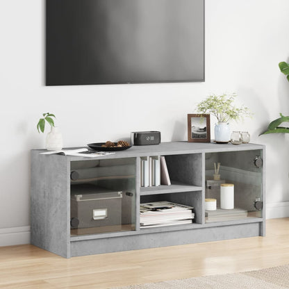 TV-Møbel Betonggrå med glassdører 102x37x42 cm