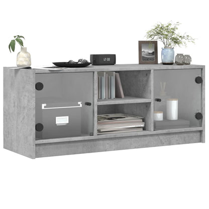 TV-Møbel Betonggrå med glassdører 102x37x42 cm