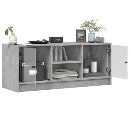 TV-Møbel Betonggrå med glassdører 102x37x42 cm