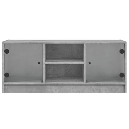 TV-Møbel Betonggrå med glassdører 102x37x42 cm