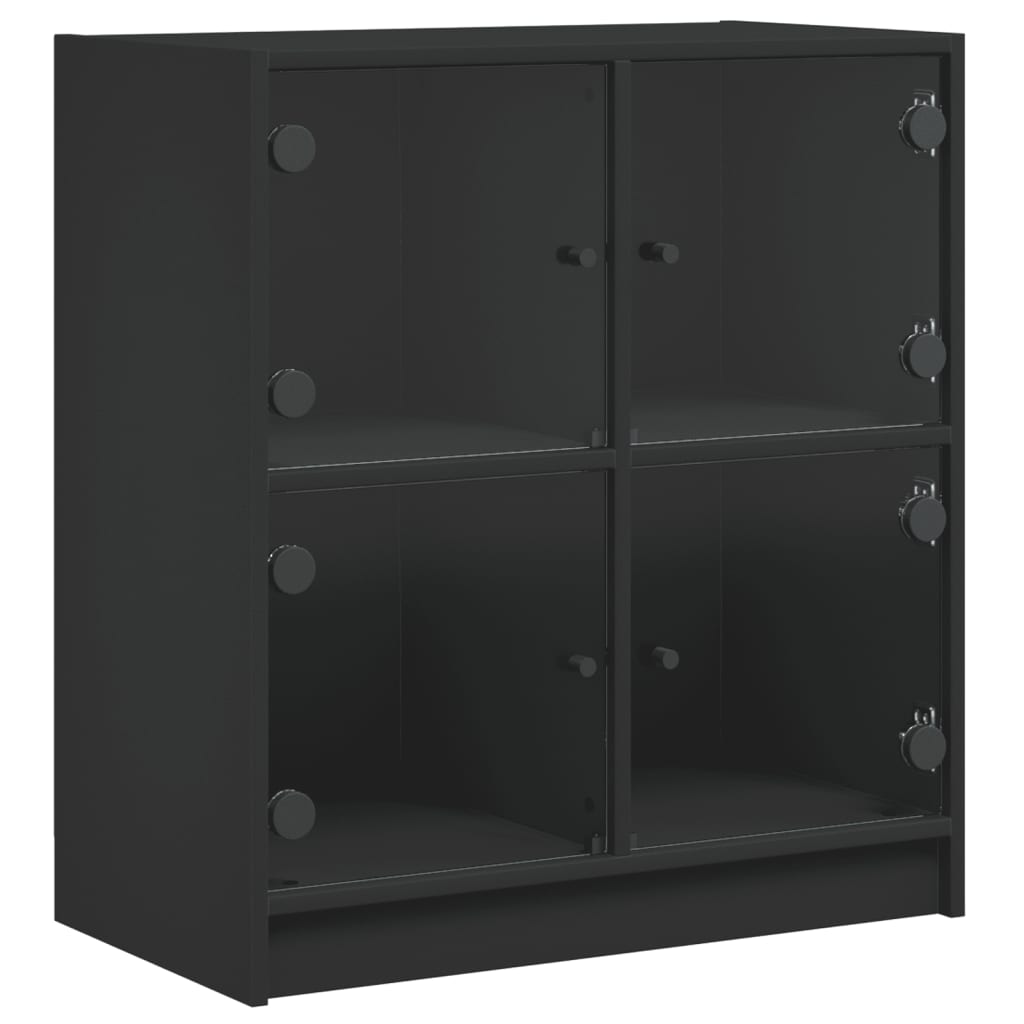 Skap Svart med glassdører 68x37x75,5 cm