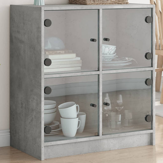 Skap Betonggrå med glassdører 68x37x75,5 cm