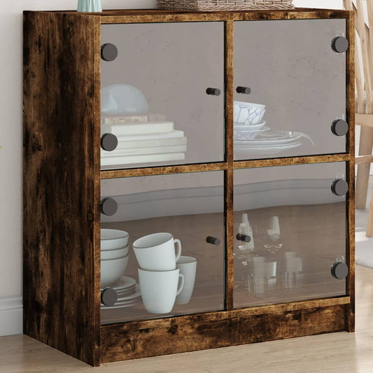 Skap Røkt Eik med glassdører 68x37x75,5 cm