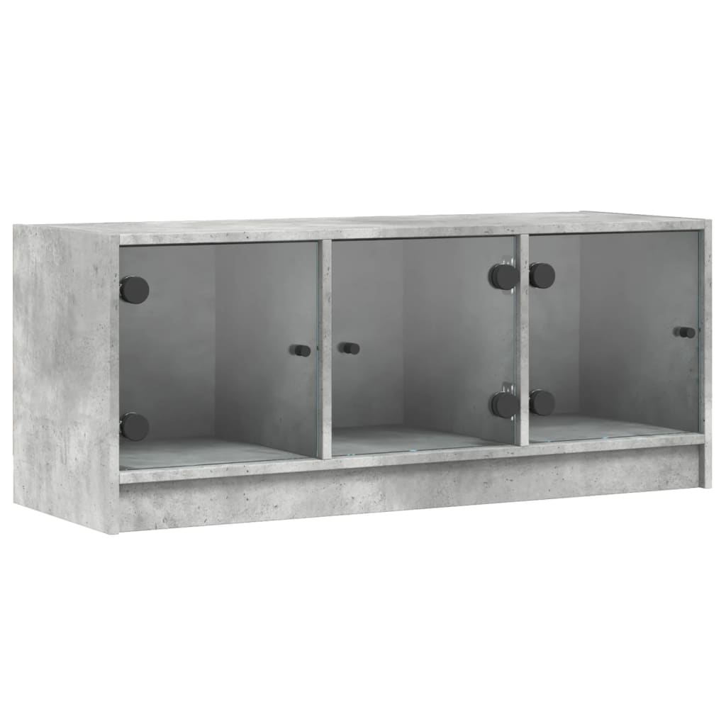 TV-Møbel Betonggrå med glassdører 102x37x42 cm