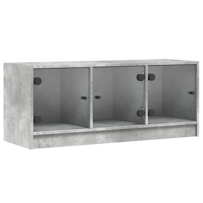 TV-Møbel Betonggrå med glassdører 102x37x42 cm