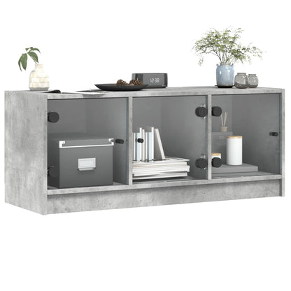 TV-Møbel Betonggrå med glassdører 102x37x42 cm