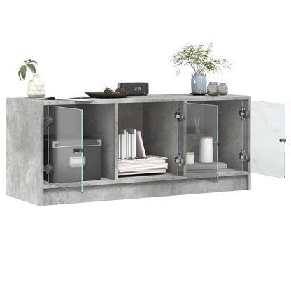 TV-Møbel Betonggrå med glassdører 102x37x42 cm