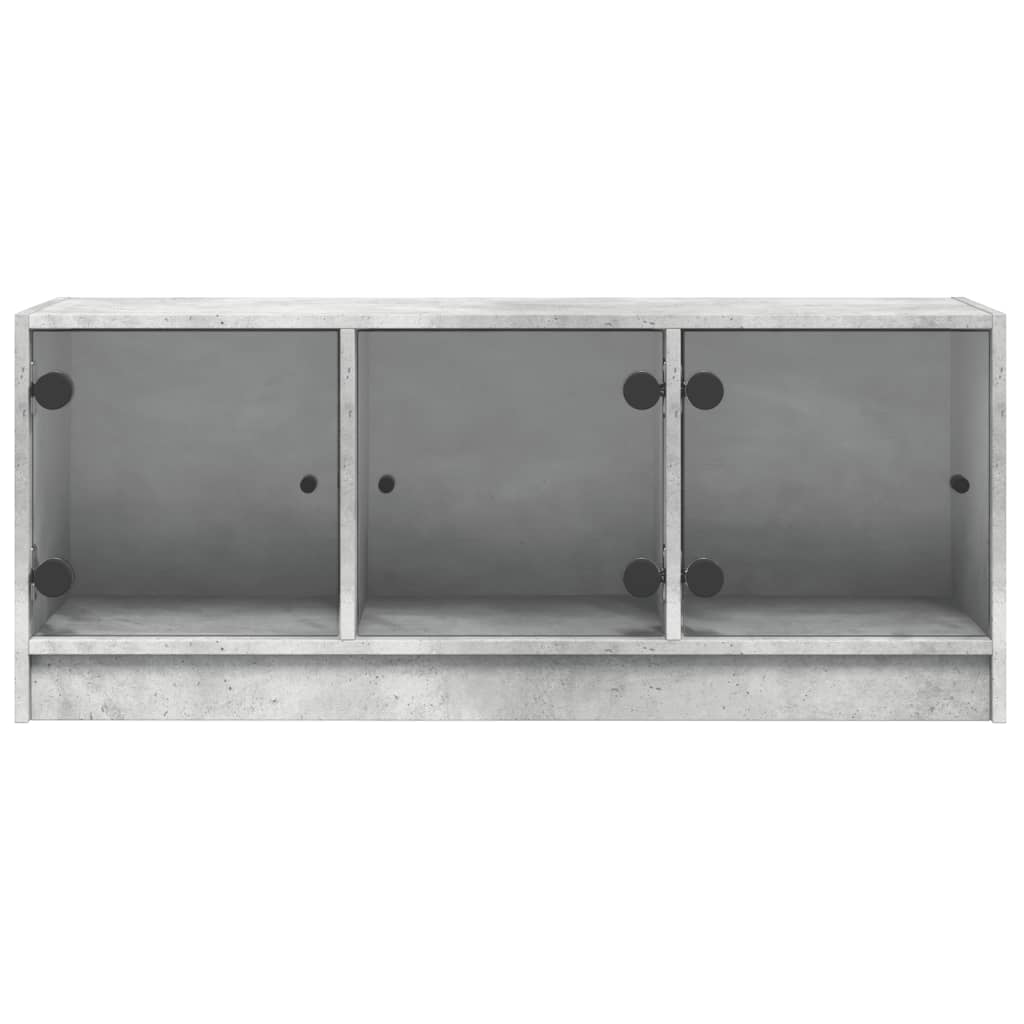 TV-Møbel Betonggrå med glassdører 102x37x42 cm