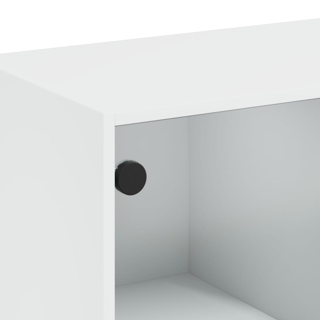 Salongbord Sofabord Hvit med glassdører 102x50x42 cm
