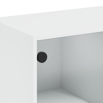Salongbord Sofabord Hvit med glassdører 102x50x42 cm