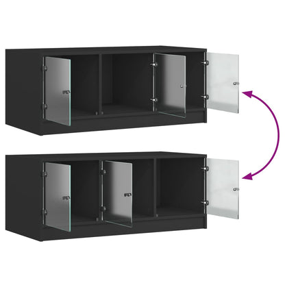 Salongbord Sofabord Svart med glassdører 102x50x42 cm