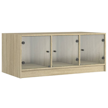 Salongbord Sofabord Sonoma Eik med glassdører 102x50x42 cm