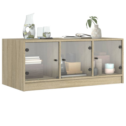 Salongbord Sofabord Sonoma Eik med glassdører 102x50x42 cm