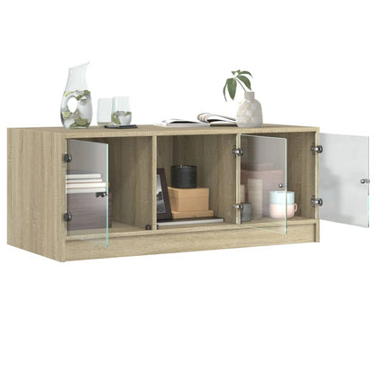 Salongbord Sofabord Sonoma Eik med glassdører 102x50x42 cm