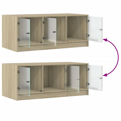 Salongbord Sofabord Sonoma Eik med glassdører 102x50x42 cm