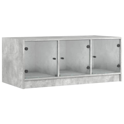 Salongbord Sofabord Betonggrå med glassdører 102x50x42 cm