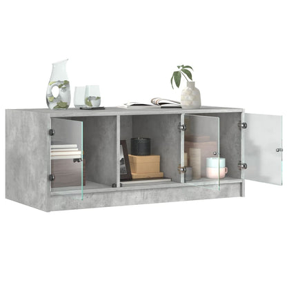 Salongbord Sofabord Betonggrå med glassdører 102x50x42 cm