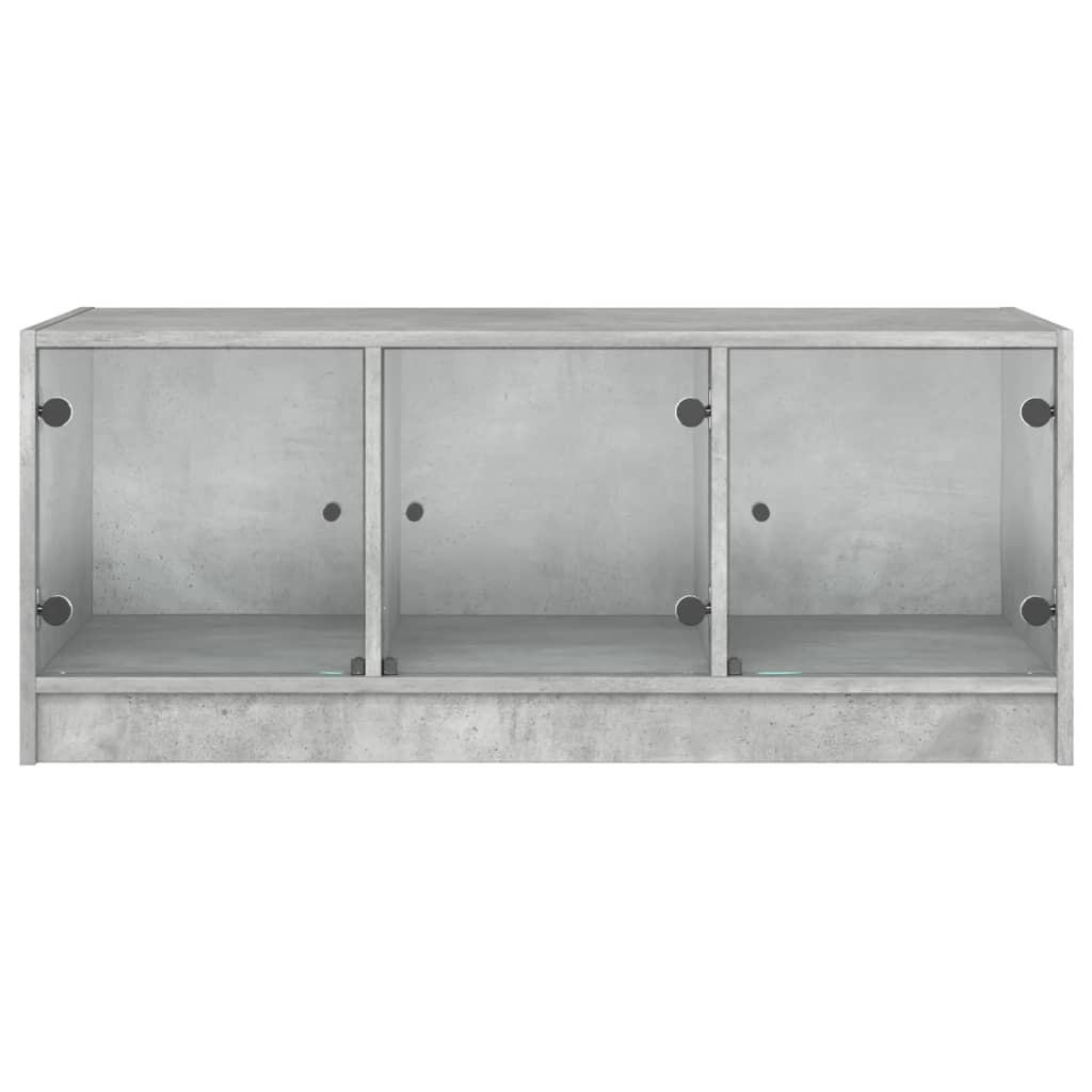 Salongbord Sofabord Betonggrå med glassdører 102x50x42 cm