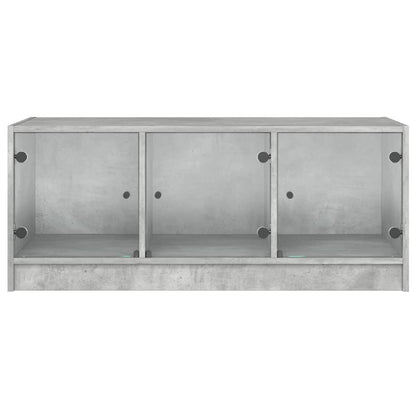 Salongbord Sofabord Betonggrå med glassdører 102x50x42 cm