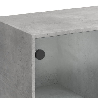 Salongbord Sofabord Betonggrå med glassdører 102x50x42 cm