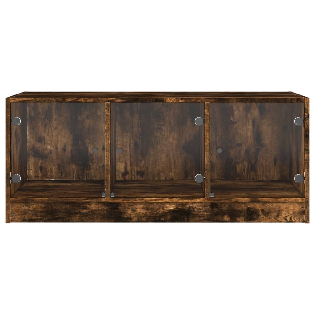 Salongbord Sofabord Røkt Eik med glassdører 102x50x42 cm