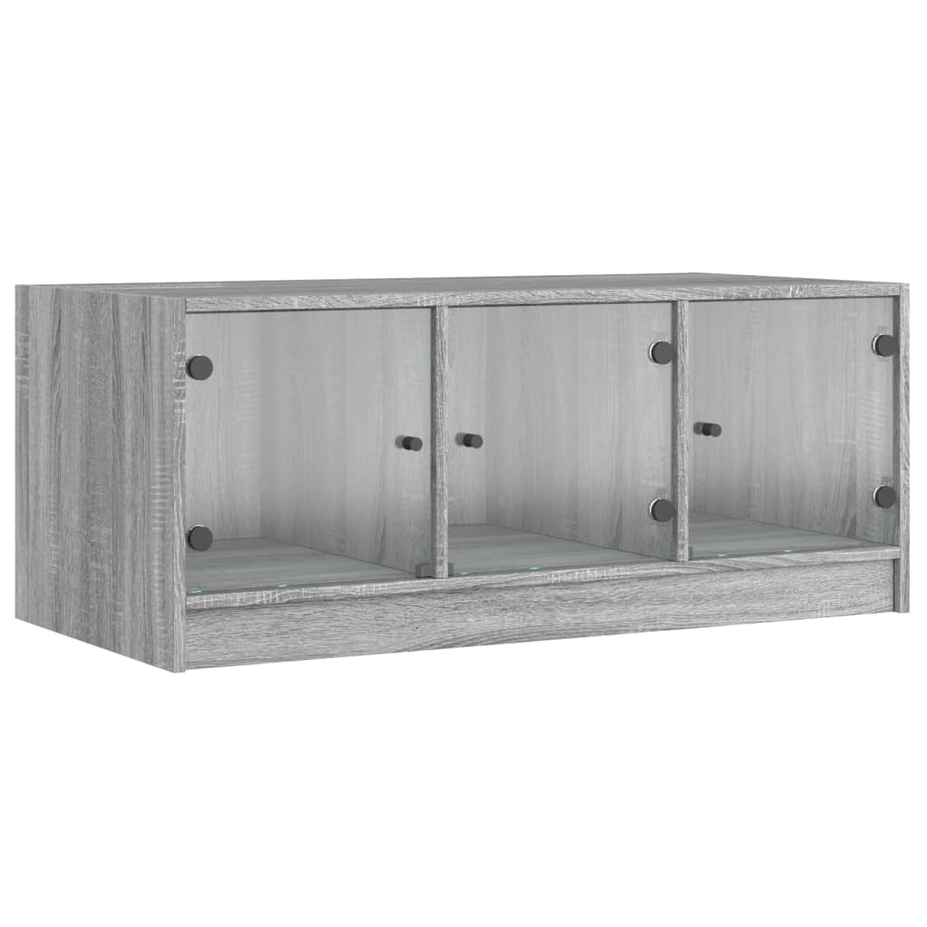 Salongbord Sofabord Sonoma Grå med glassdører 102x50x42 cm