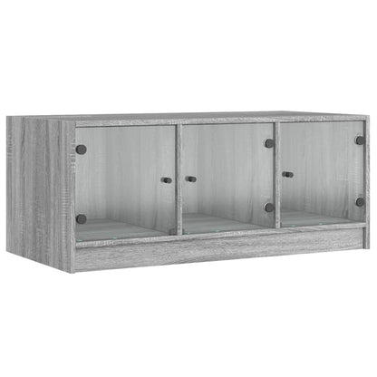 Salongbord Sofabord Sonoma Grå med glassdører 102x50x42 cm