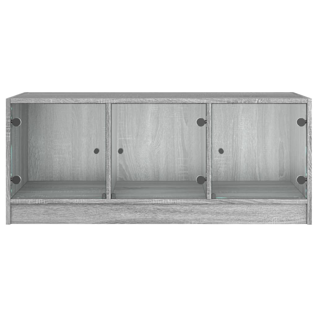 Salongbord Sofabord Sonoma Grå med glassdører 102x50x42 cm