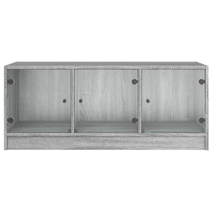 Salongbord Sofabord Sonoma Grå med glassdører 102x50x42 cm