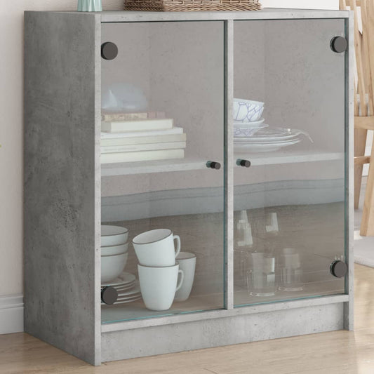 Skap Betonggrå med glassdører 68x37x75,5 cm
