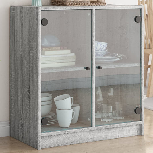 Skap Sonoma Grå med glassdører 68x37x75,5 cm