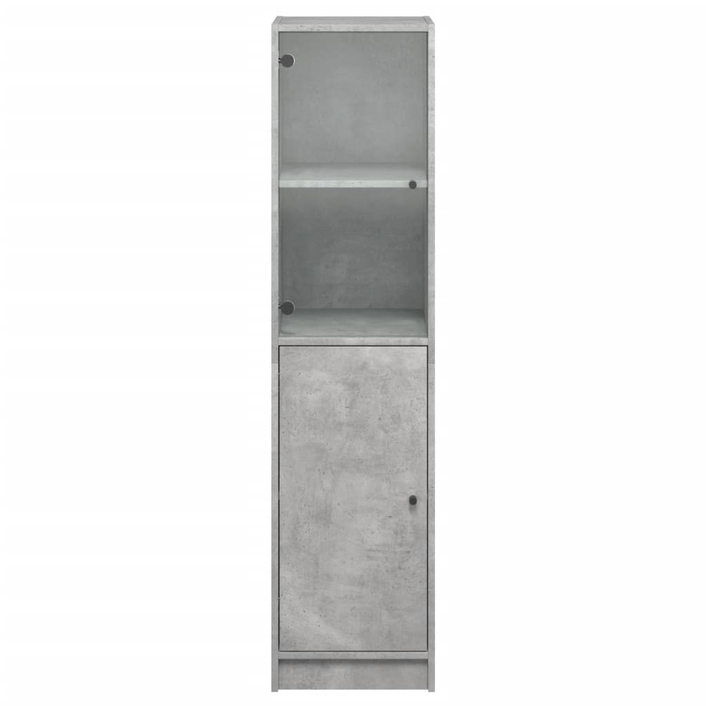 Skap Betonggrå med glassdører 35x37x142 cm