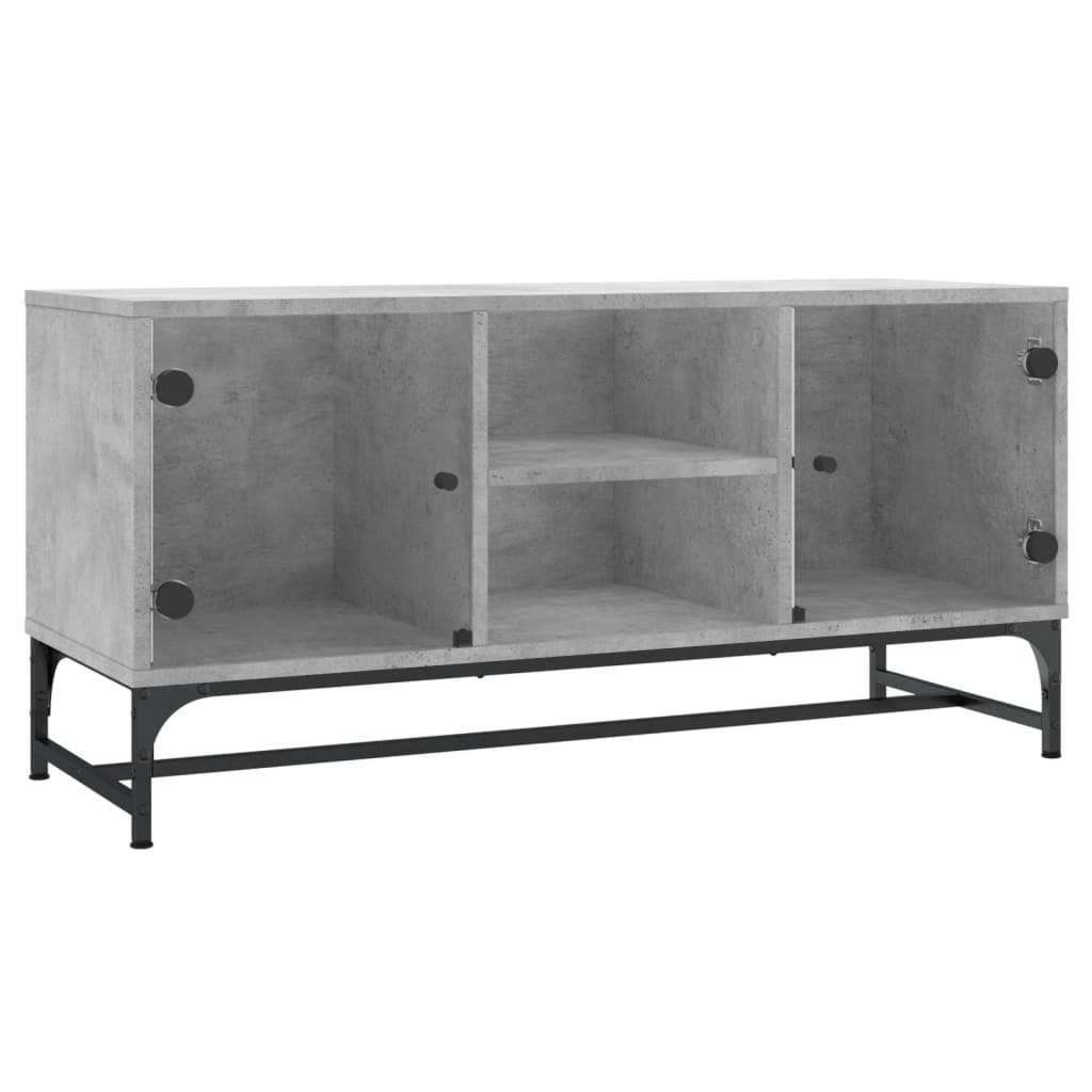 TV-Møbel Betonggrå med glassdører 102x37x50 cm