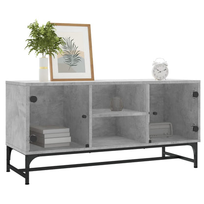 TV-Møbel Betonggrå med glassdører 102x37x50 cm