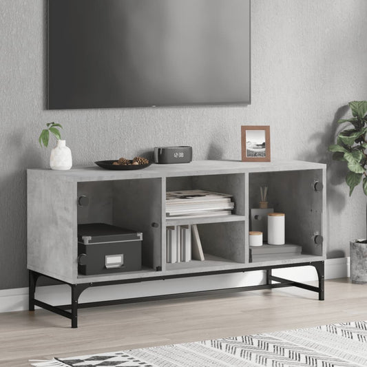 TV-Møbel Betonggrå med glassdører 102x37x50 cm