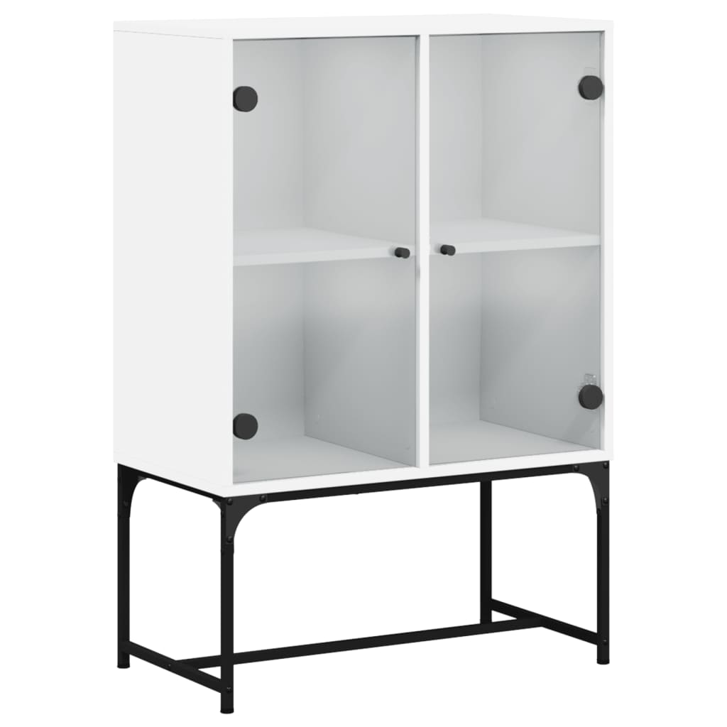 Skap Hvit med glassdører 69x37x100 cm