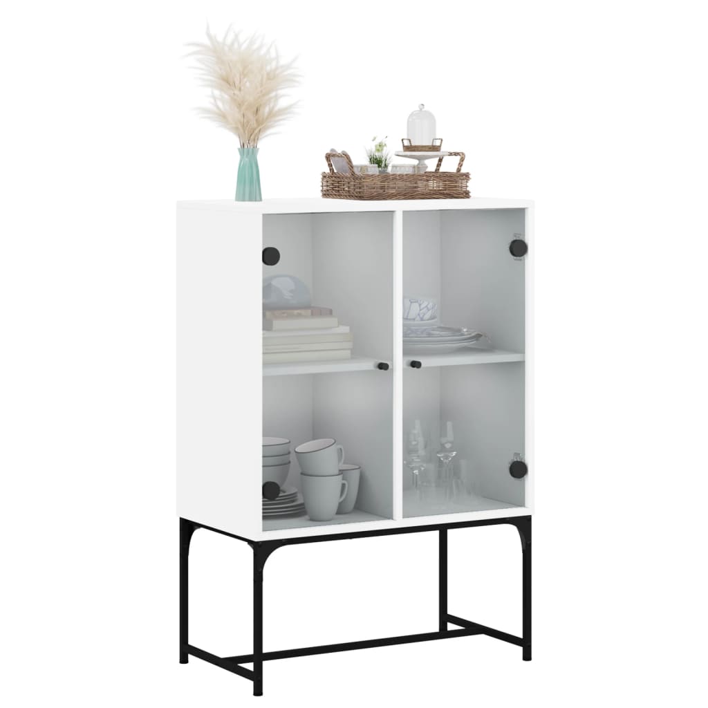 Skap Hvit med glassdører 69x37x100 cm
