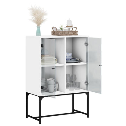Skap Hvit med glassdører 69x37x100 cm