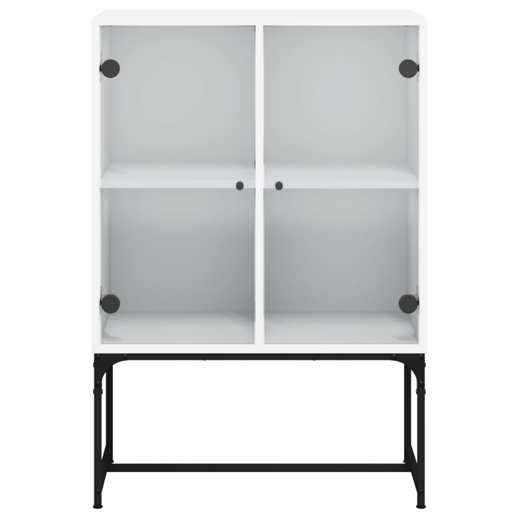 Skap Hvit med glassdører 69x37x100 cm
