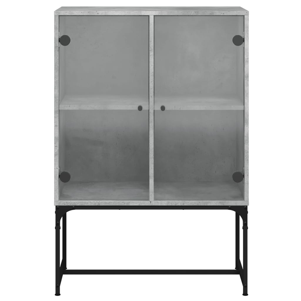 Skap Betonggrå med glassdører 69x37x100 cm