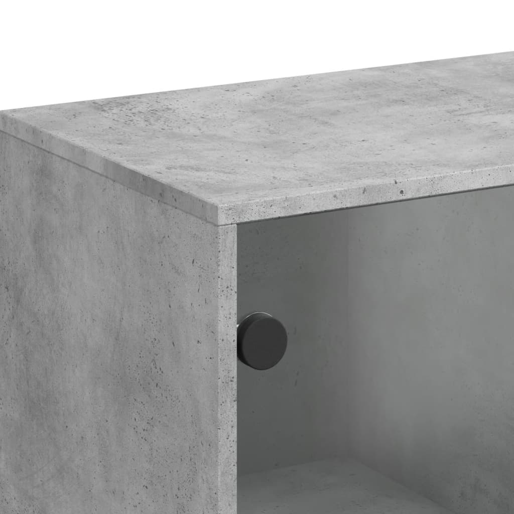 Skap Betonggrå med glassdører 69x37x100 cm