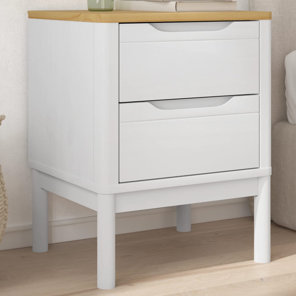 Nattbord Sengbord Hvit 45x39x57 cm heltre furu