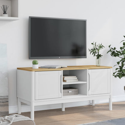 TV-Møbel Hvit TV-benk FLORO 114x43x55 cm heltre furu