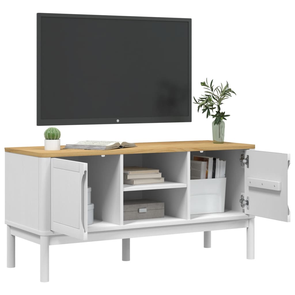 TV-Møbel Hvit TV-benk FLORO 114x43x55 cm heltre furu
